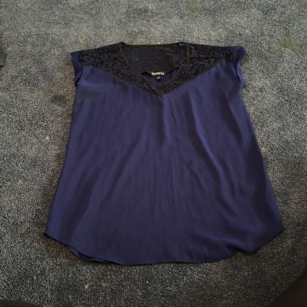 Express Blue Lace Blouse Size M